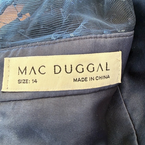 Mac Duggal Tea Length Gown, Midnight Blue sz 14 - Picture 2 of 9